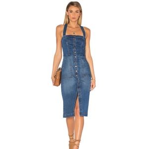 LEVEL 99 Claire Snap Front Denim Midi Dress